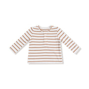Long Sleeve Henley - Vintage Brown Stripe