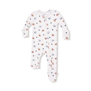 Bamboo Zipper Footie - Footballs and Stars