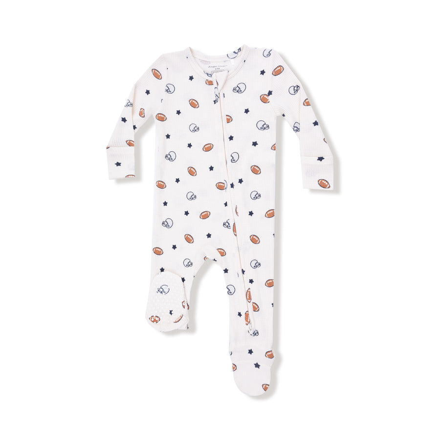Bamboo Zipper Footie - Footballs and Stars