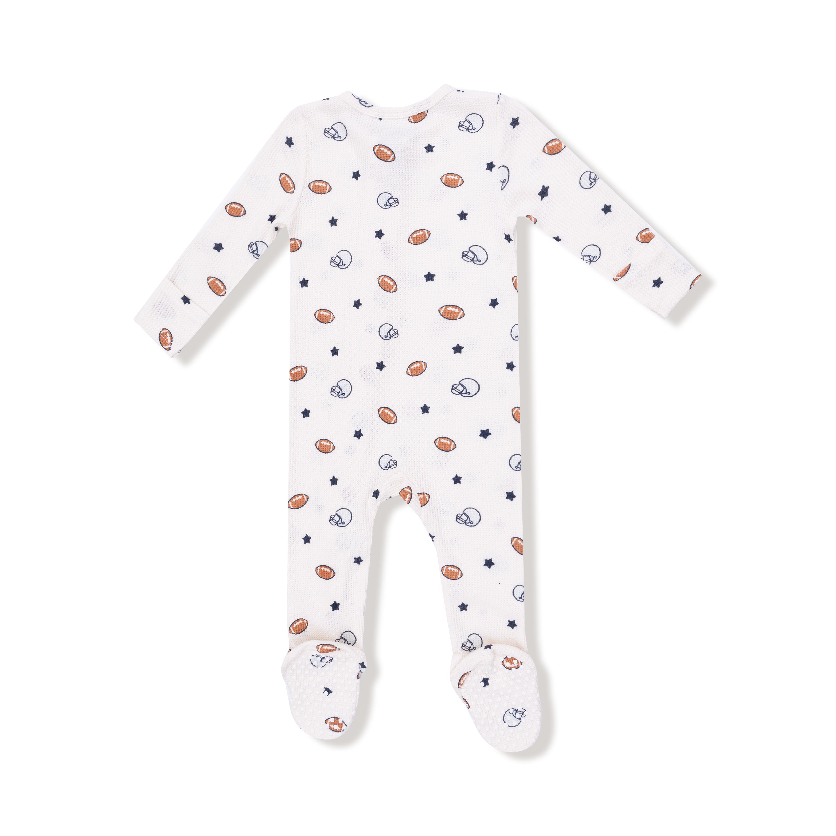 Bamboo Zipper Footie - Footballs and Stars