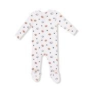 Bamboo Zipper Footie - Footballs and Stars