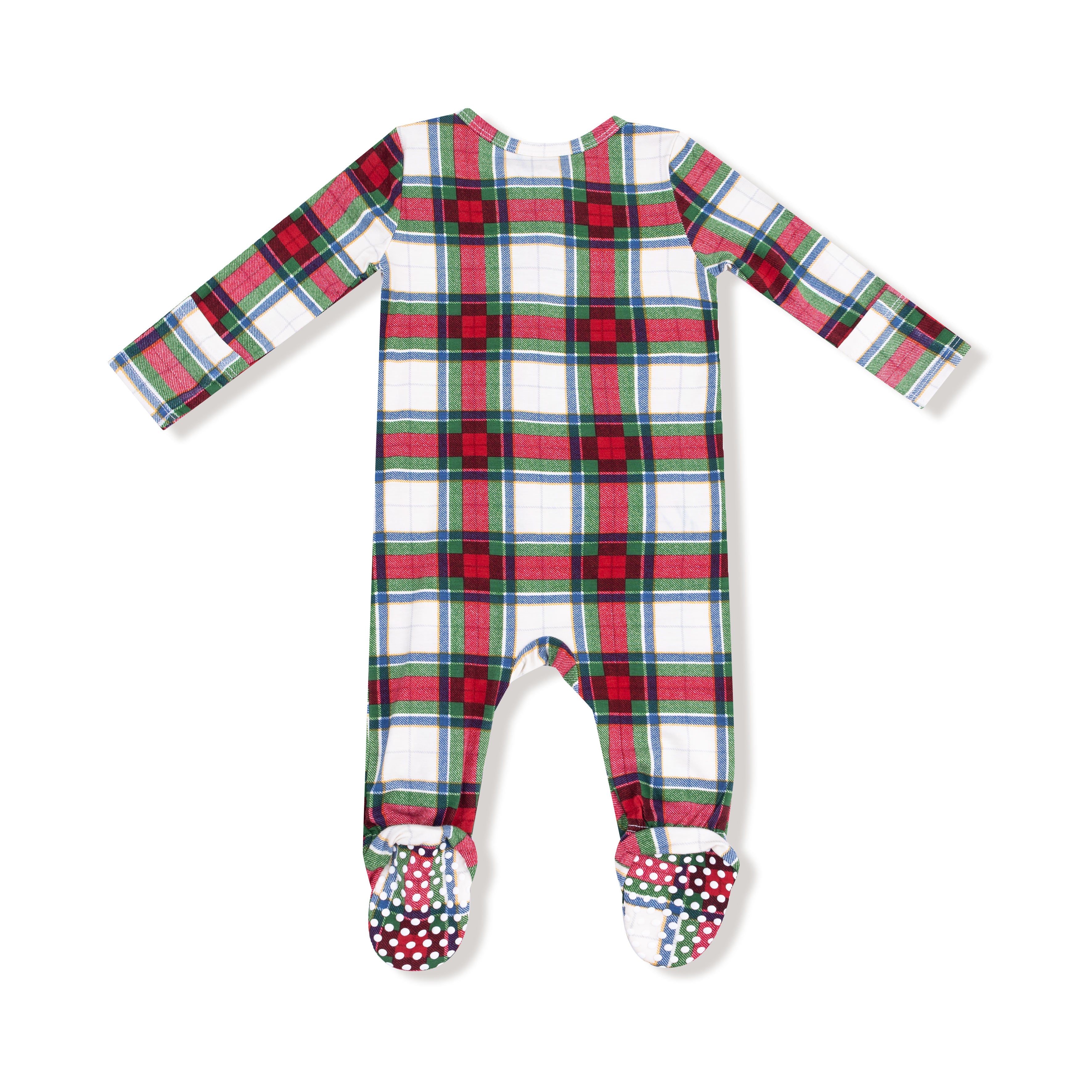 Bamboo Zipper Footie - Holiday Plaid