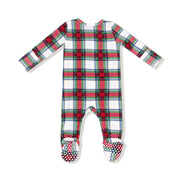Bamboo Zipper Footie - Holiday Plaid