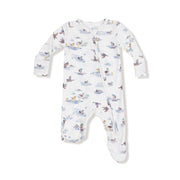 Bamboo Zipper Footie - Migrating Mallards