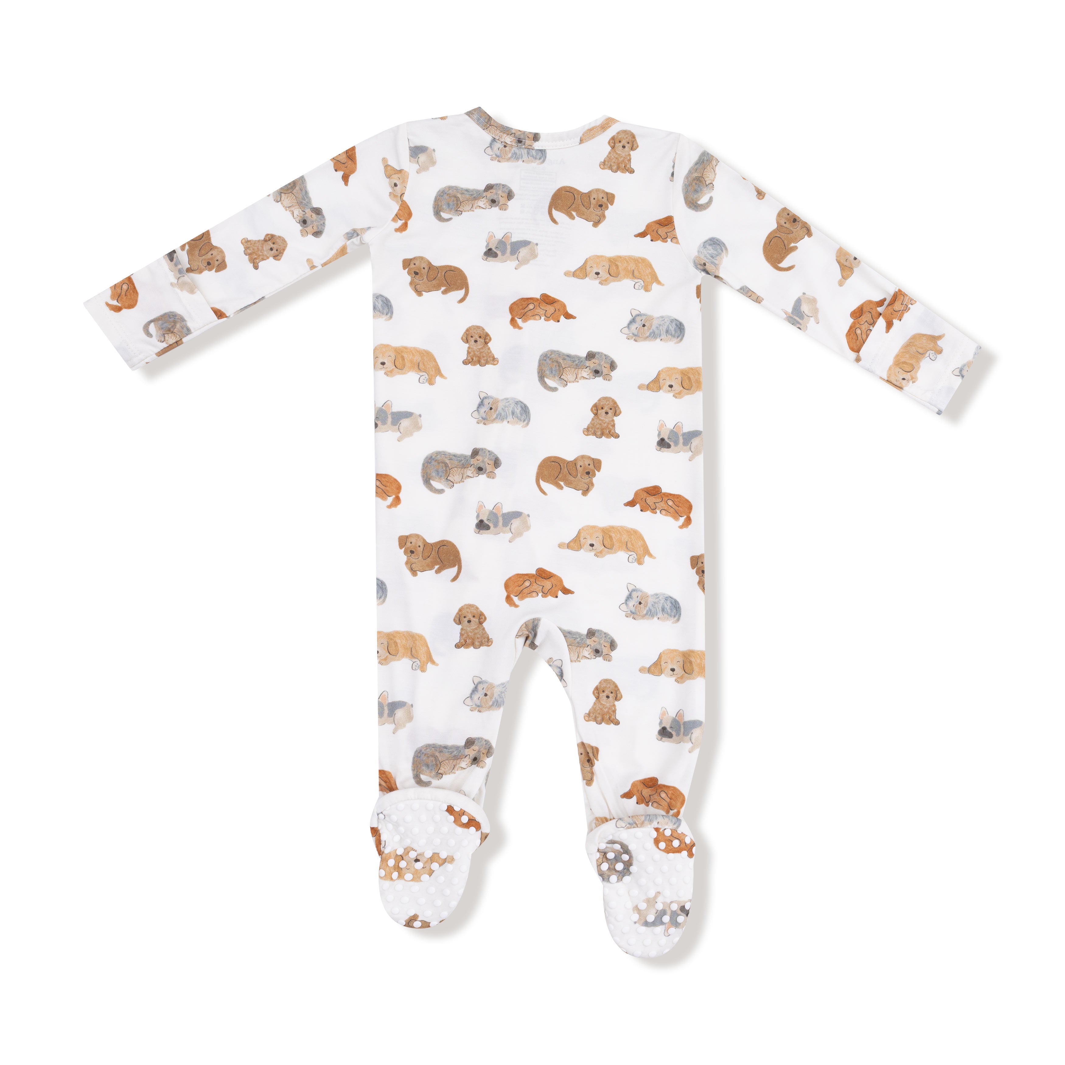 Bamboo Zipper Footie - Napping Puppies