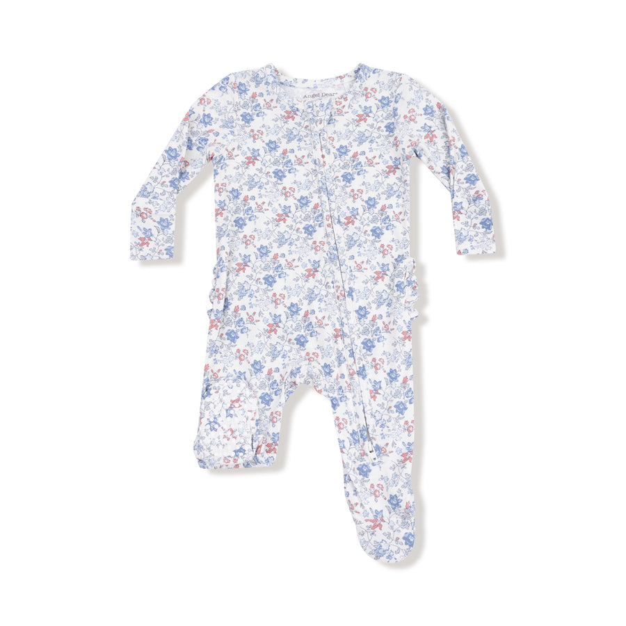 Bamboo Zipper Footie with Ruffles - Country Girl Floral
