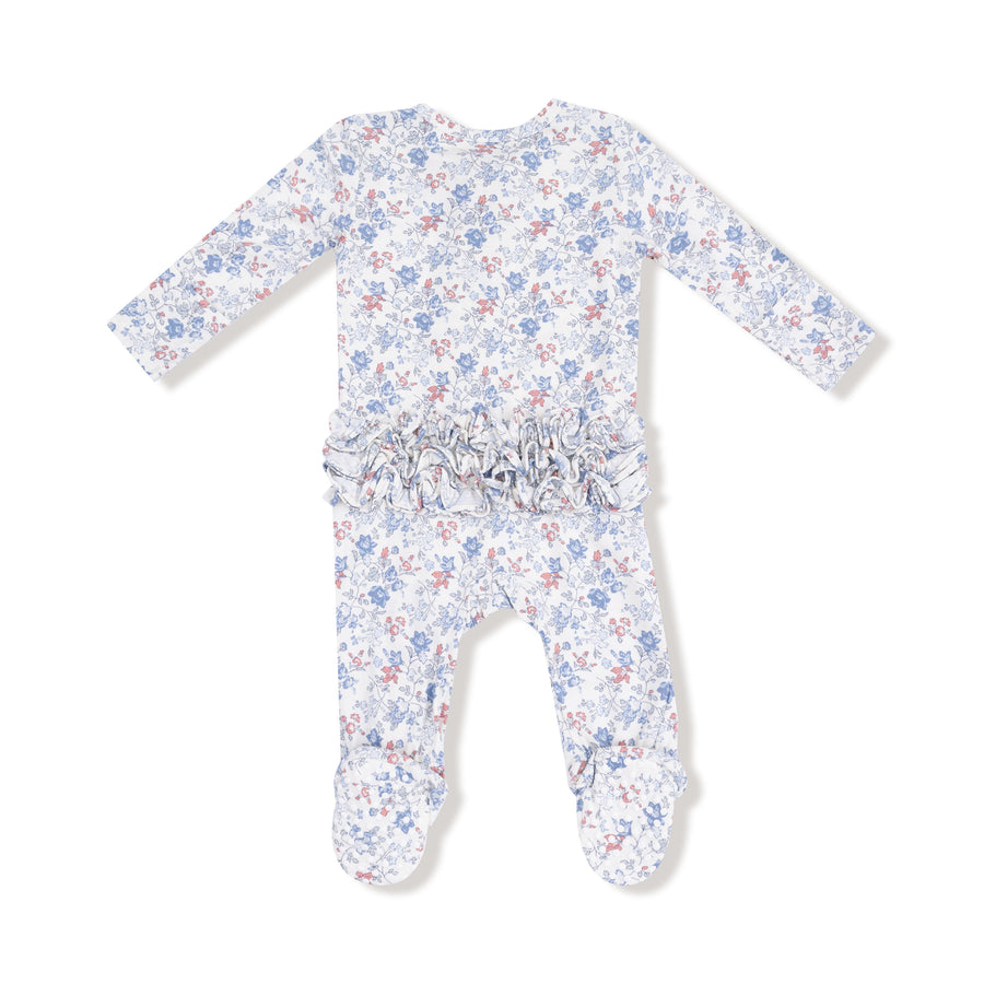 Bamboo Zipper Footie with Ruffles - Country Girl Floral