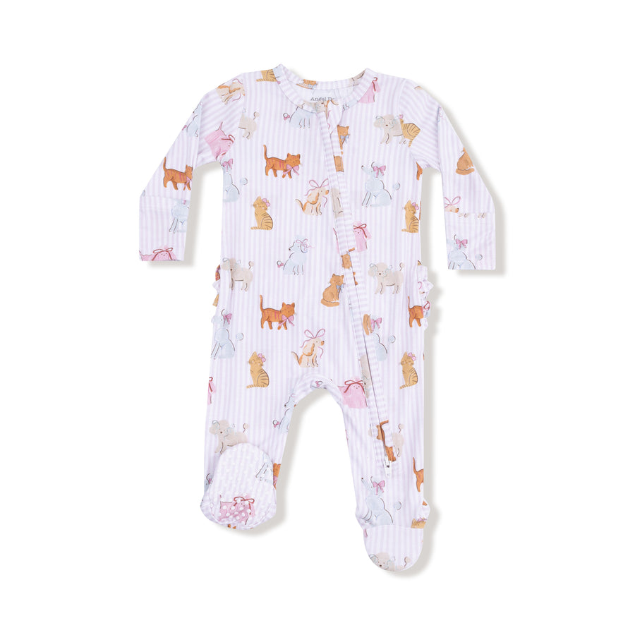 Bamboo Zipper Footie with Ruffles - Fancy Pets