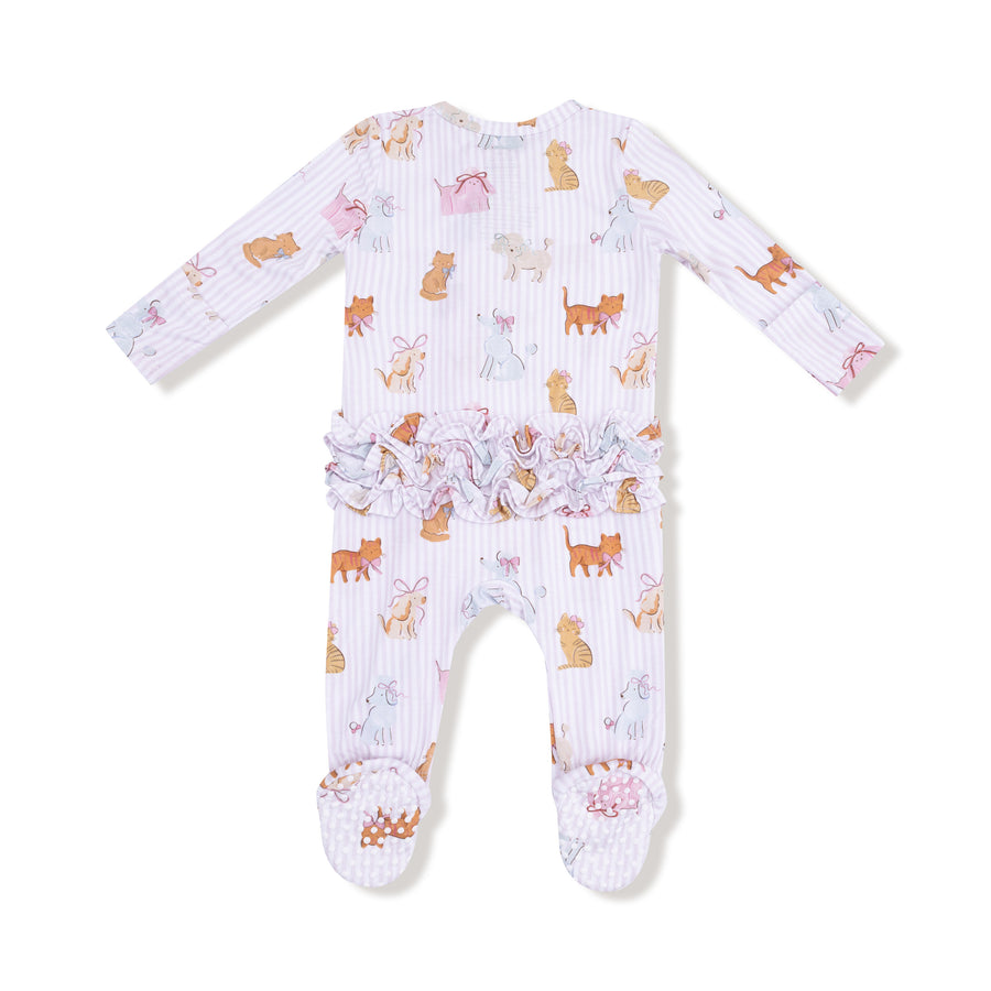Bamboo Zipper Footie with Ruffles - Fancy Pets