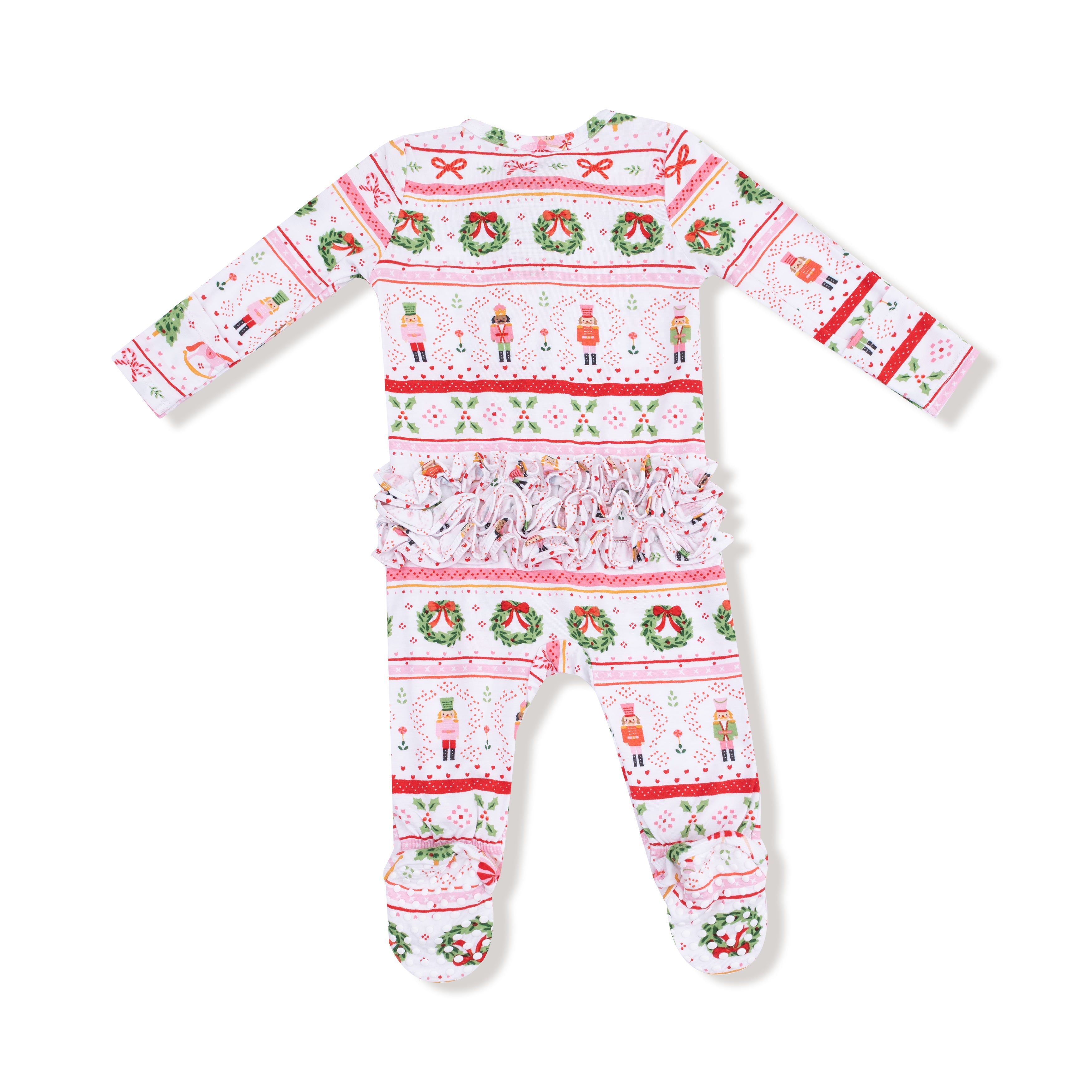 Bamboo Zipper Footie with Ruffles - Sugar Plum Fairy - Nutcracker Fair Isle