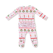 Bamboo Zipper Footie with Ruffles - Sugar Plum Fairy - Nutcracker Fair Isle