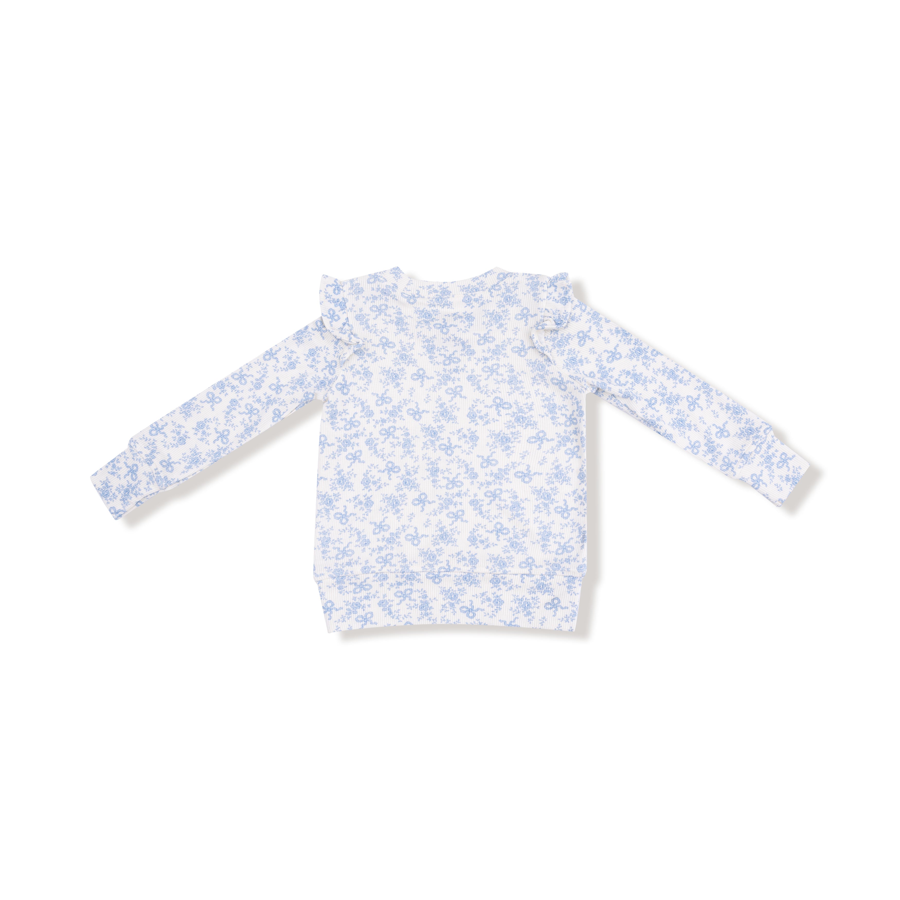Ruffle Shoulder Rib Shirt and Waffle Flare Pant - Romi Floral