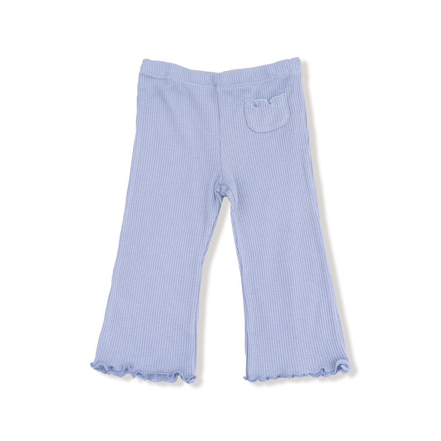 Ruffle Shoulder Rib Shirt and Waffle Flare Pant - Romi Floral