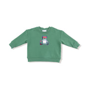 Drop Sleeve Sweatshirt with Applique - Holiday Plaid - Bear