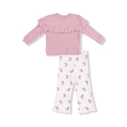 Ruffle Waffle Top and Rib Flare Pant - Petite Cowgirl Boots