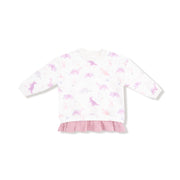 Pull Over Sweatshirt with Ruffle and Waffle Flare Pant - Soft Dinos - Purple