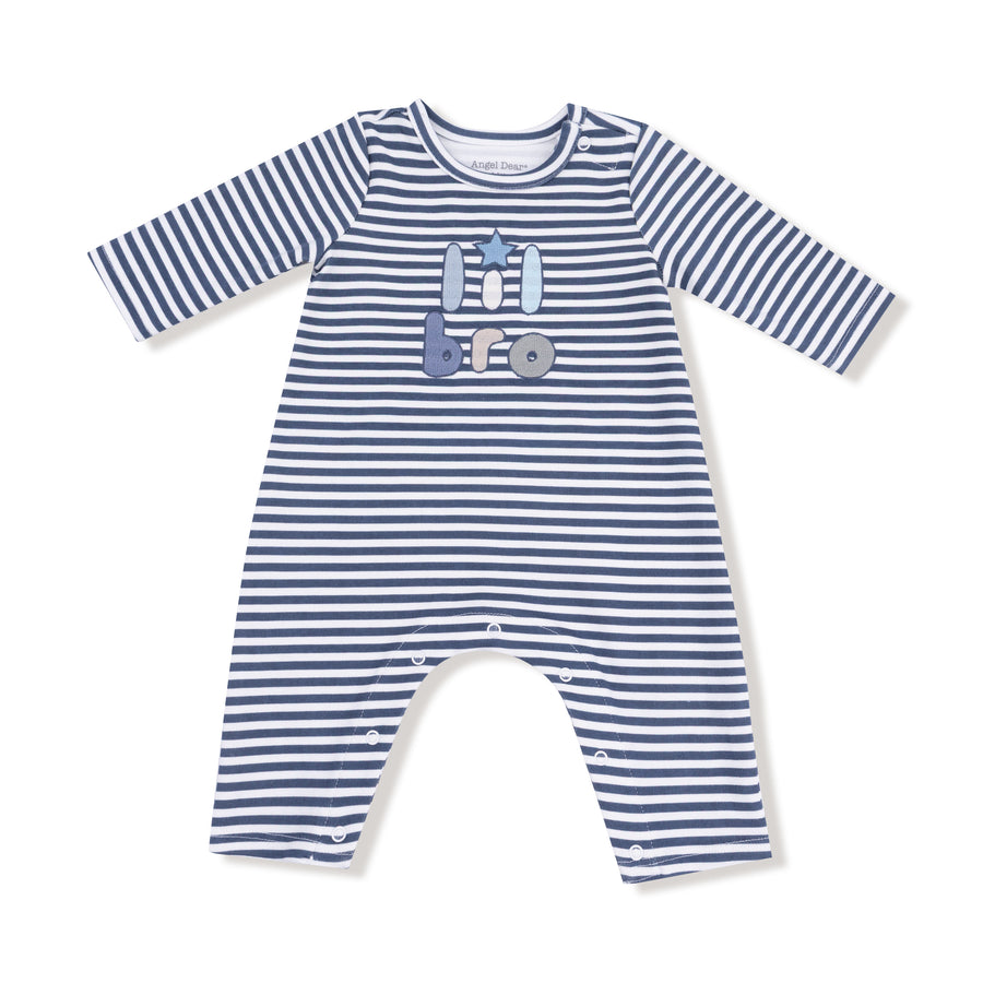 Long Sleeve Snap Shoulder Romper - Lil Bro