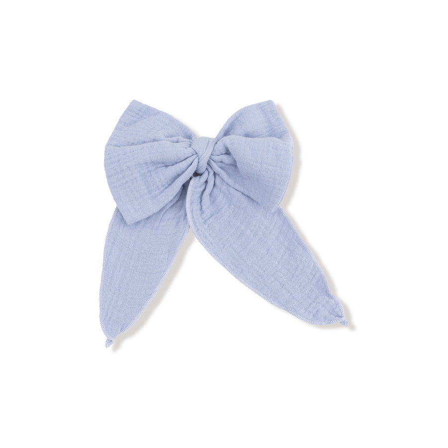 Clip-In Bow with Tails - Soft Chambray