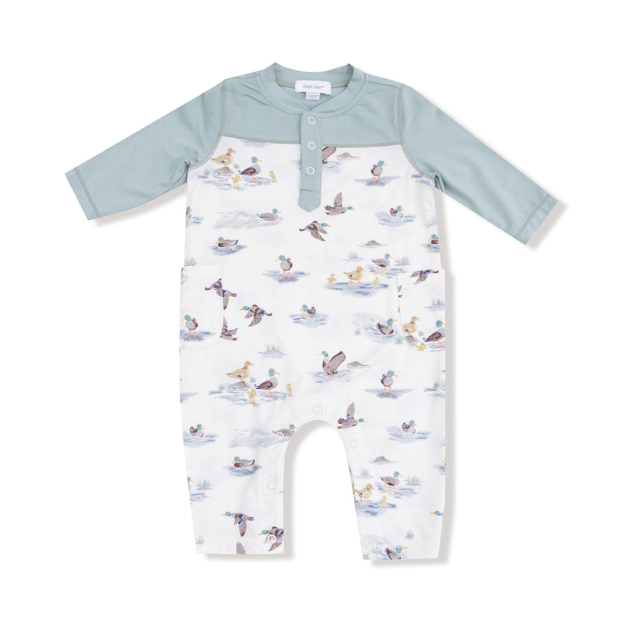 Romper with Contrast Sleeve - Migrating Mallards