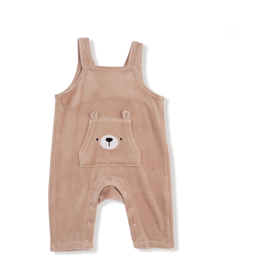 Overalls with Kanga Pocket - Velour Teddy Bear