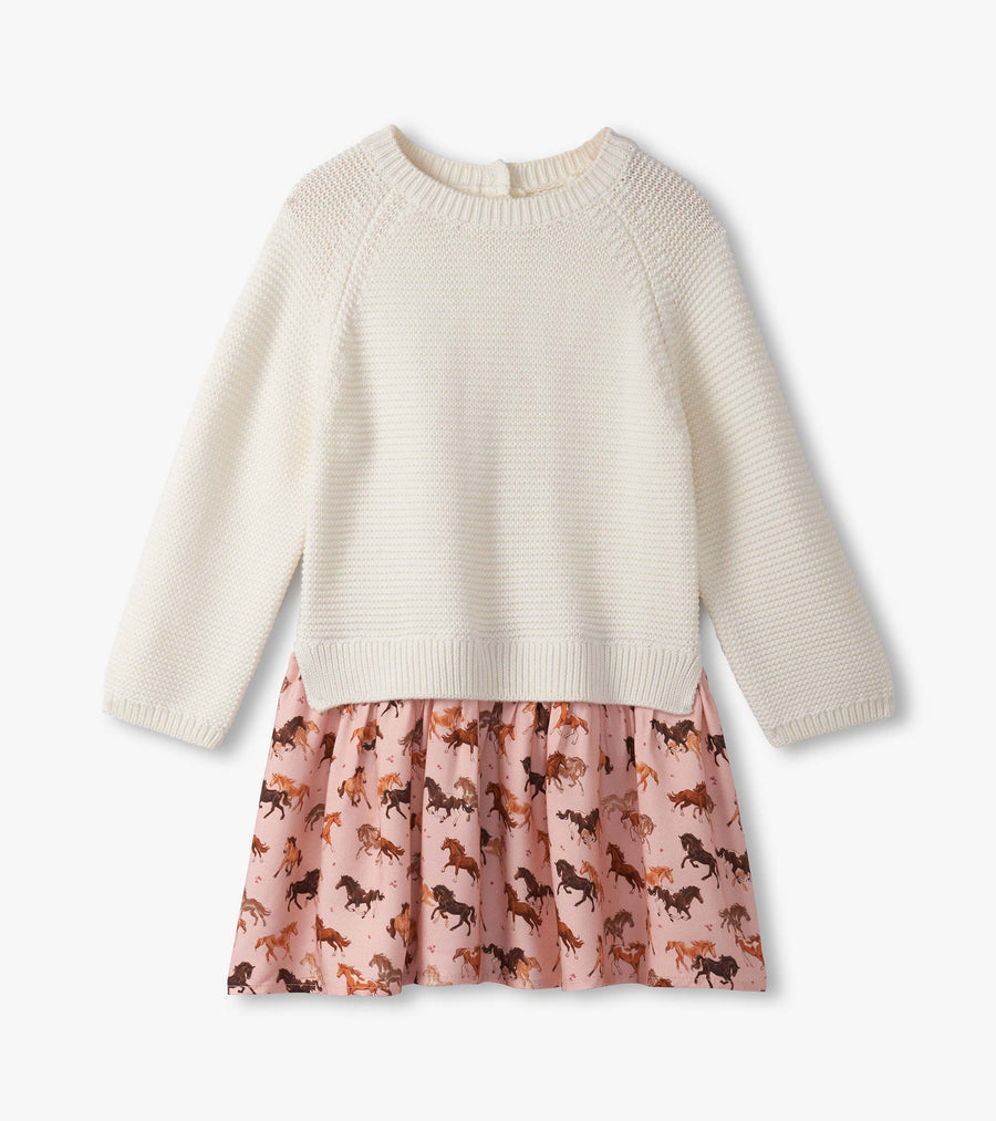 Mixed Media Sweater Dress - Tinsel Horses