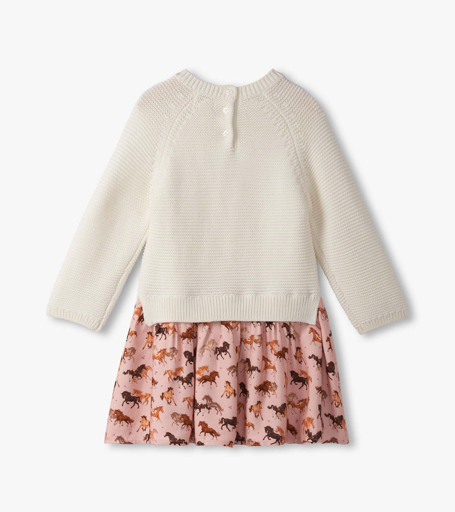 Mixed Media Sweater Dress - Tinsel Horses