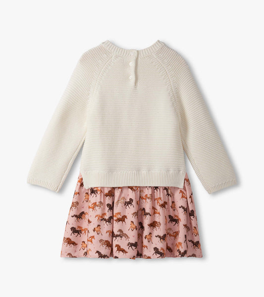 Mixed Media Sweater Dress - Tinsel Horses