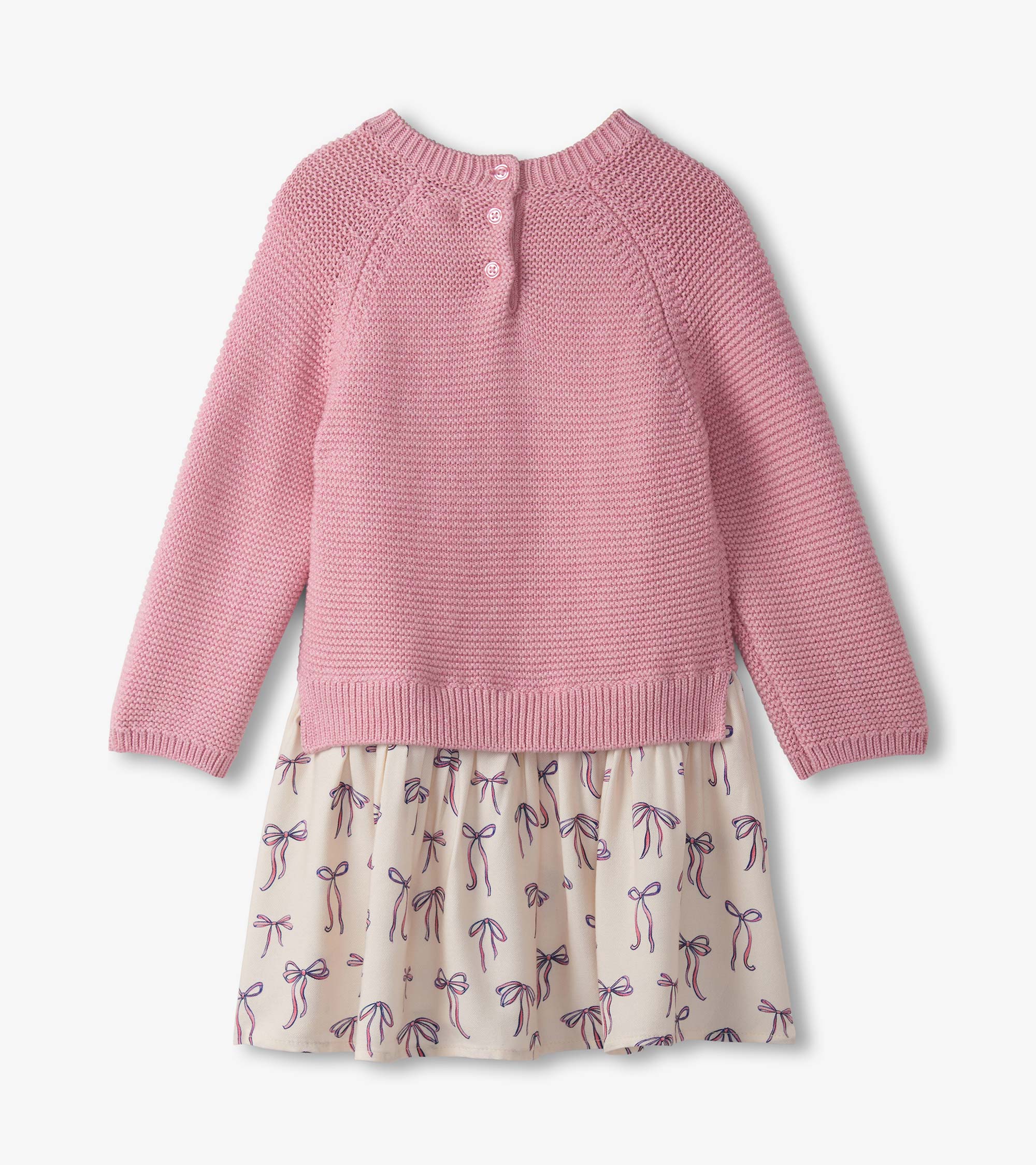 Mixed Media Sweater Dress - Painterly Bows