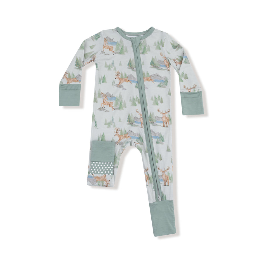 Bamboo Zipper Romper - Buck Deer