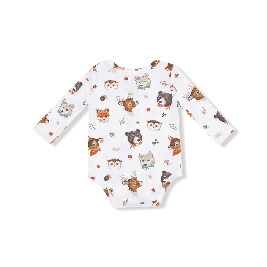 Lap Shoulder Bodysuit - Woodland Animal Faces