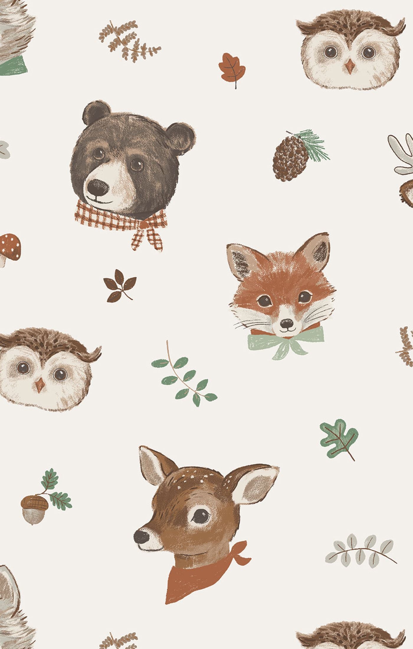 Bamboo Bandana Bib - Woodland Animal Faces