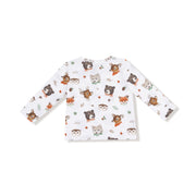 Long Sleeve Henley - Woodland Animal Faces
