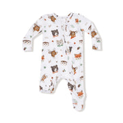 Bamboo Zipper Footie - Woodland Animal Faces