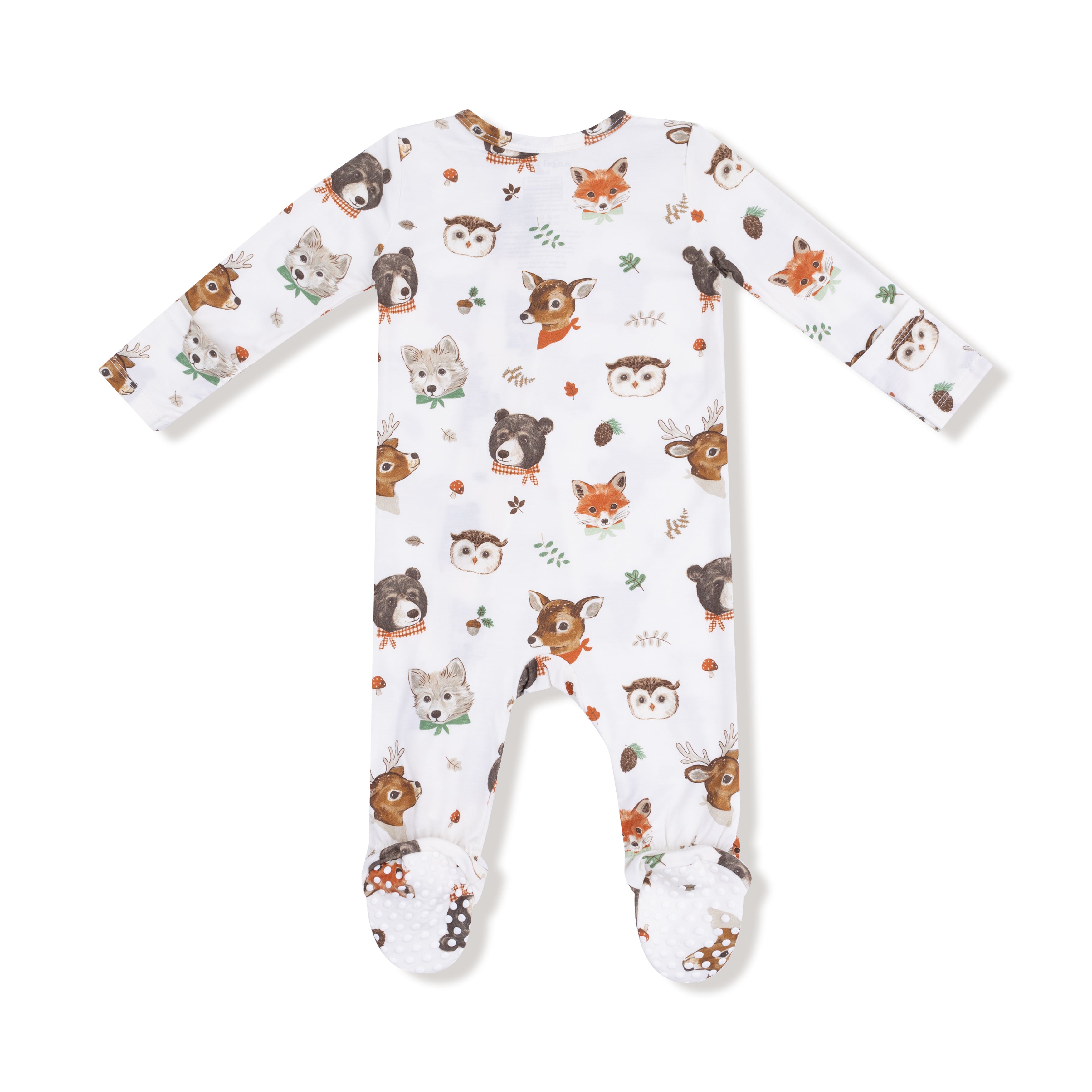 Bamboo Zipper Footie - Woodland Animal Faces