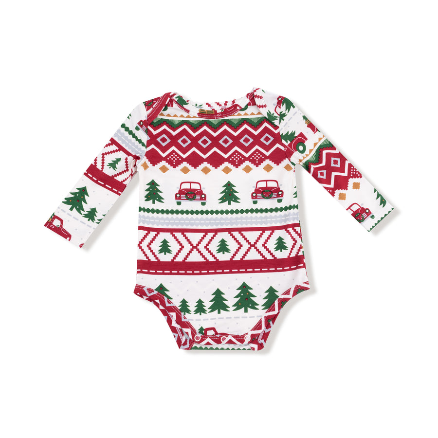 Lap Shoulder Bodysuit - Red Truck Fair Isle