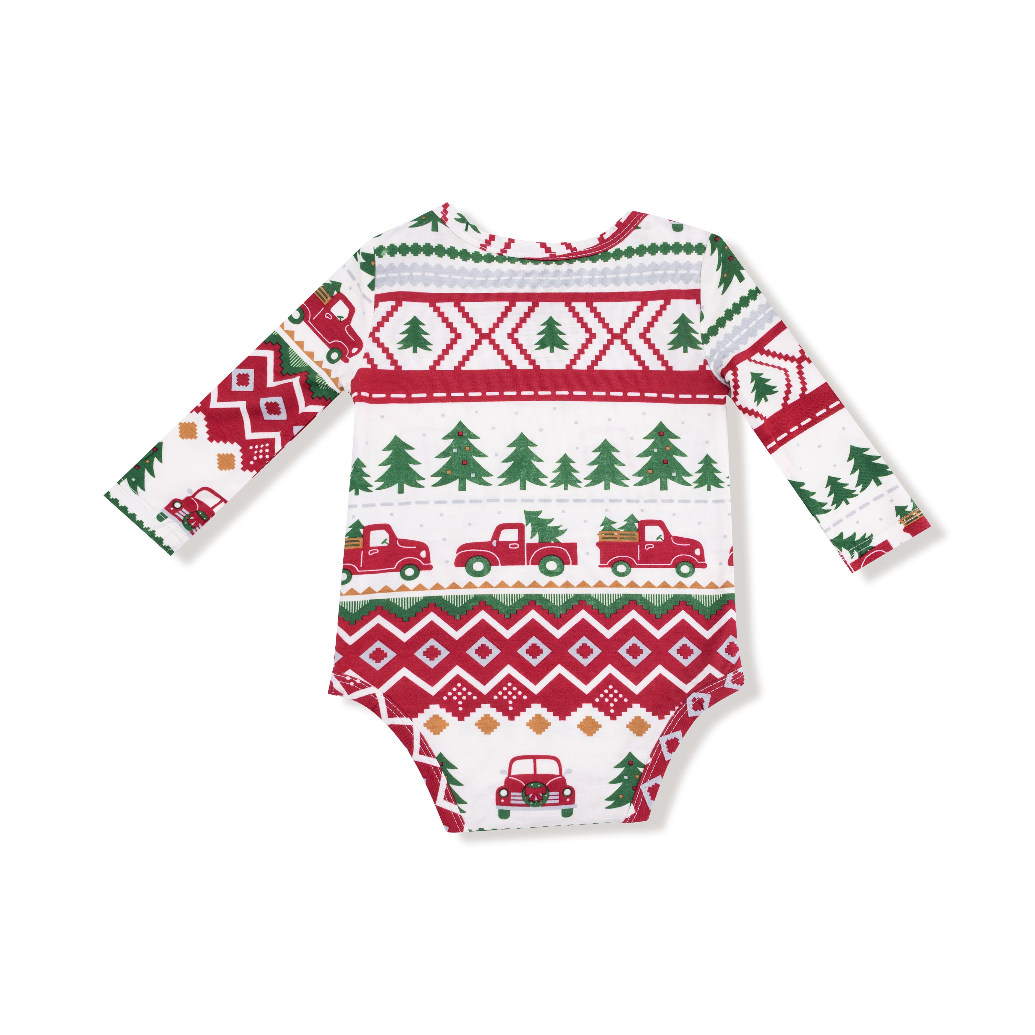 Lap Shoulder Bodysuit - Red Truck Fair Isle
