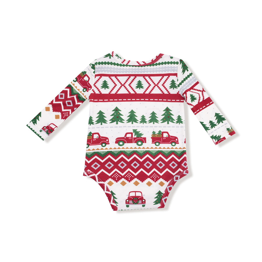 Lap Shoulder Bodysuit - Red Truck Fair Isle