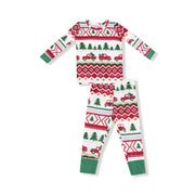 Long Sleeve Bamboo Loungewear Set - Red Truck Fair Isle