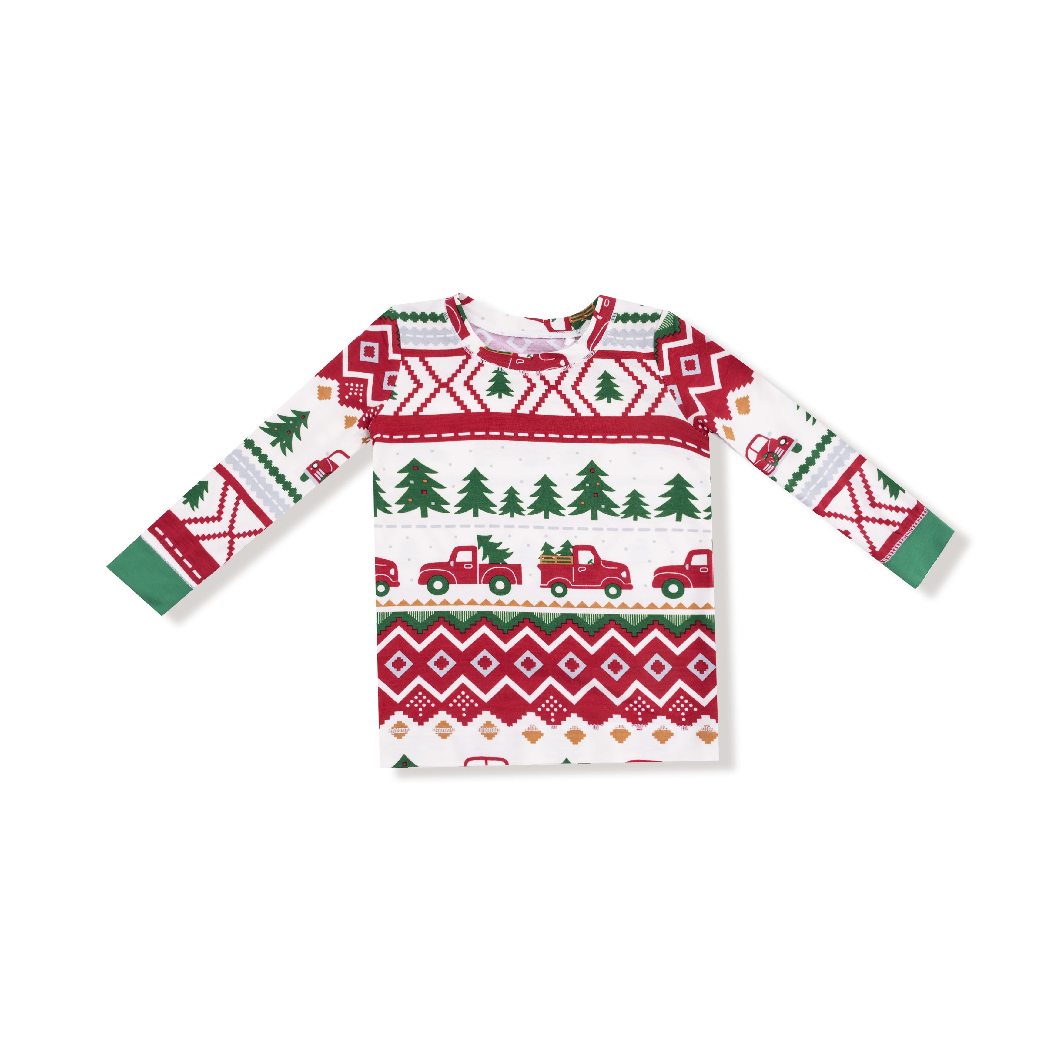 Long Sleeve Bamboo Loungewear Set - Red Truck Fair Isle