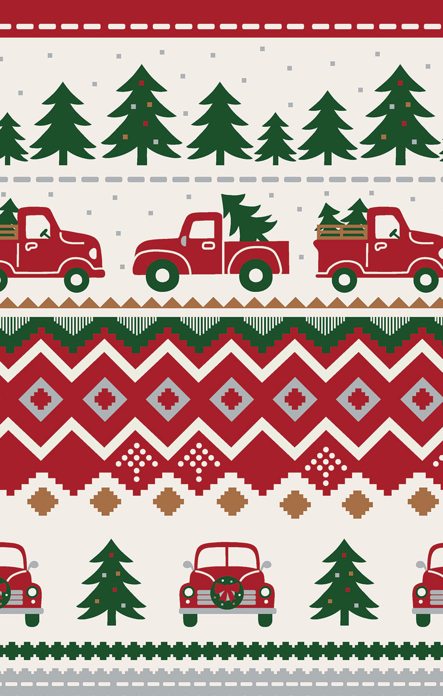 Long Sleeve Bamboo Loungewear Set - Red Truck Fair Isle