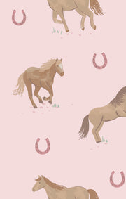 Bamboo Bandana Bib - Horses - Pink