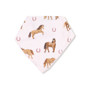 Bamboo Bandana Bib - Horses - Pink