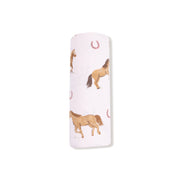Bamboo Swaddle Blanket - Horses - Pink