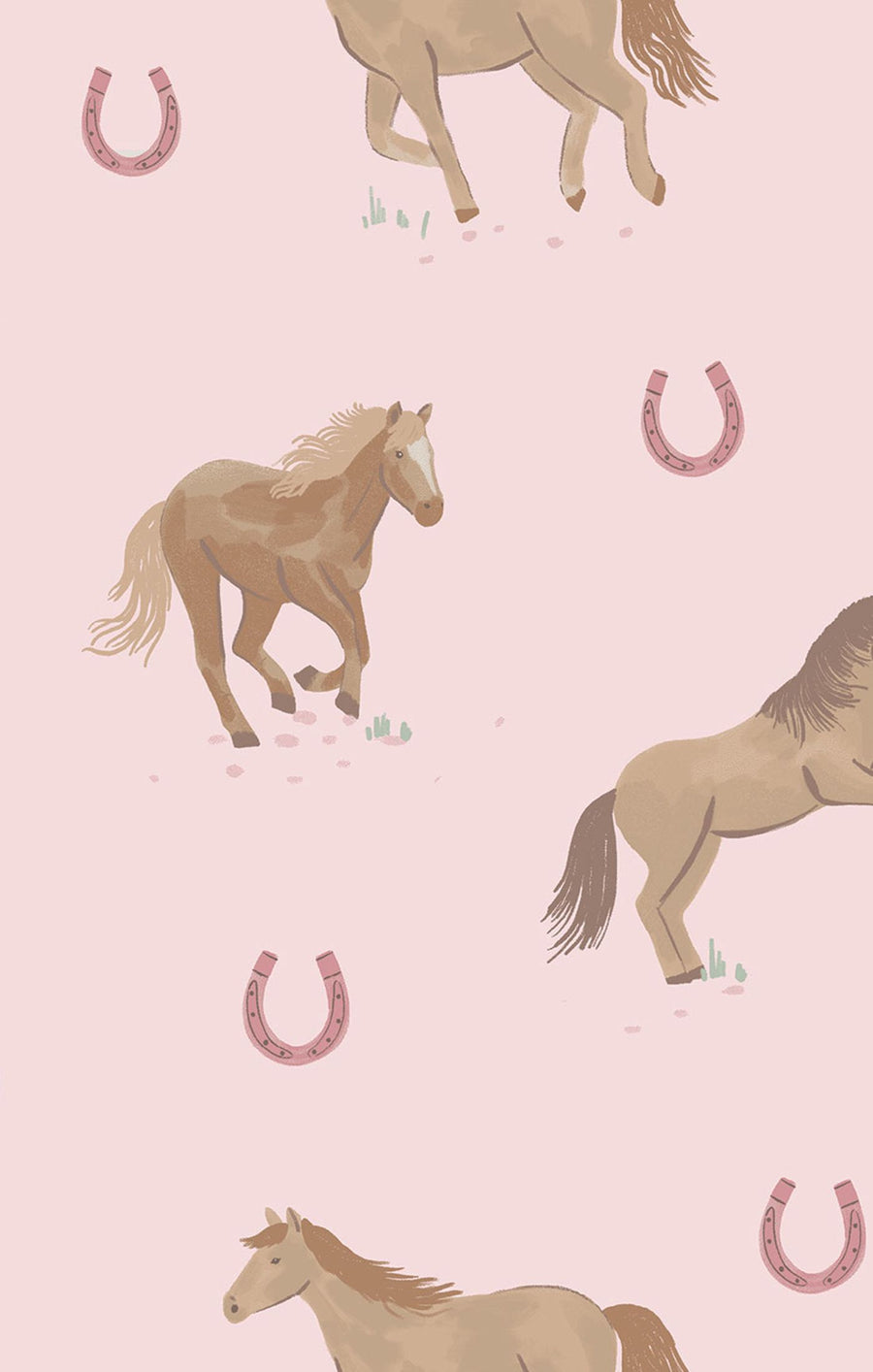 Bamboo Swaddle Blanket - Horses - Pink