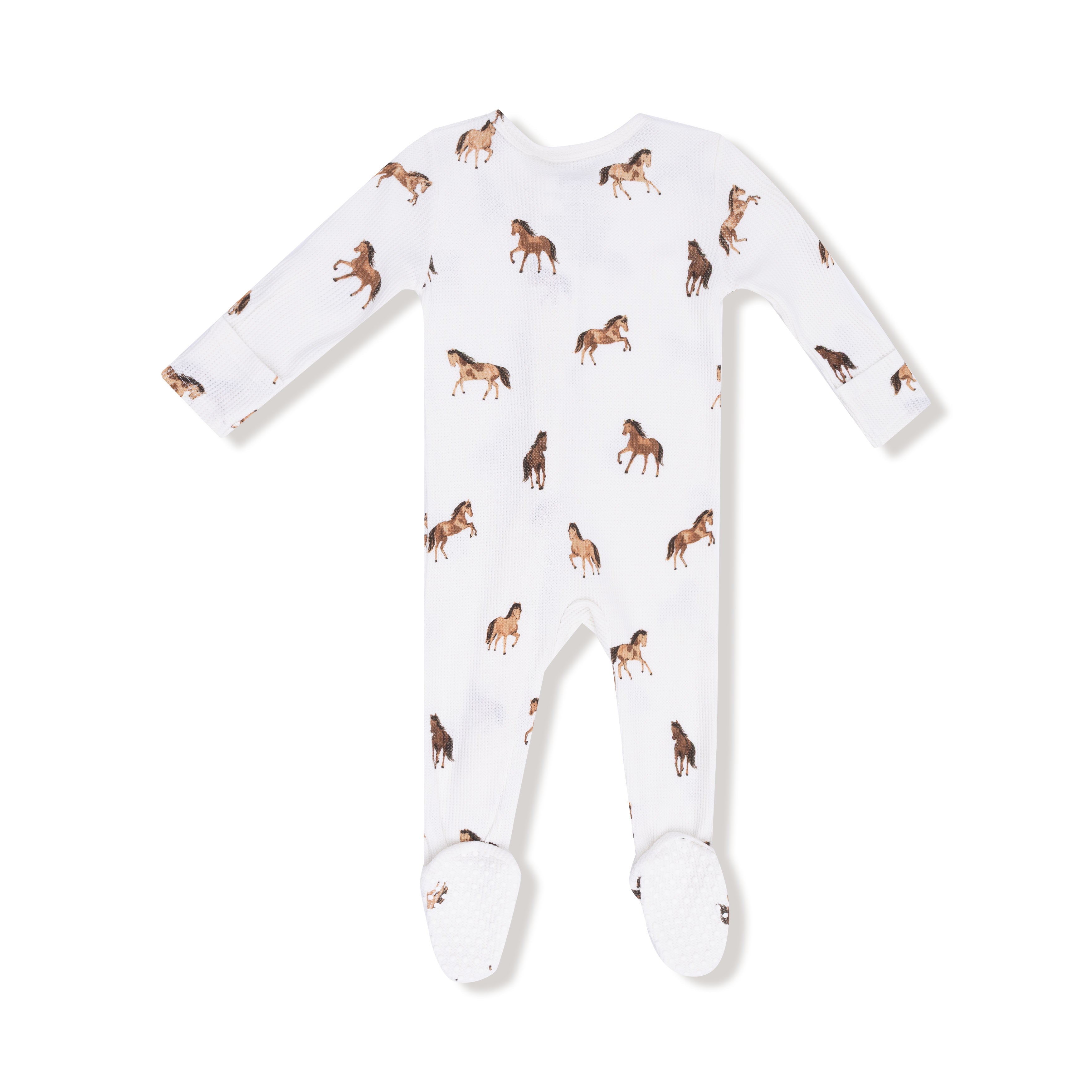 Bamboo Zipper Footie - Mini Horses