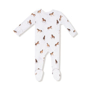 Bamboo Zipper Footie - Mini Horses