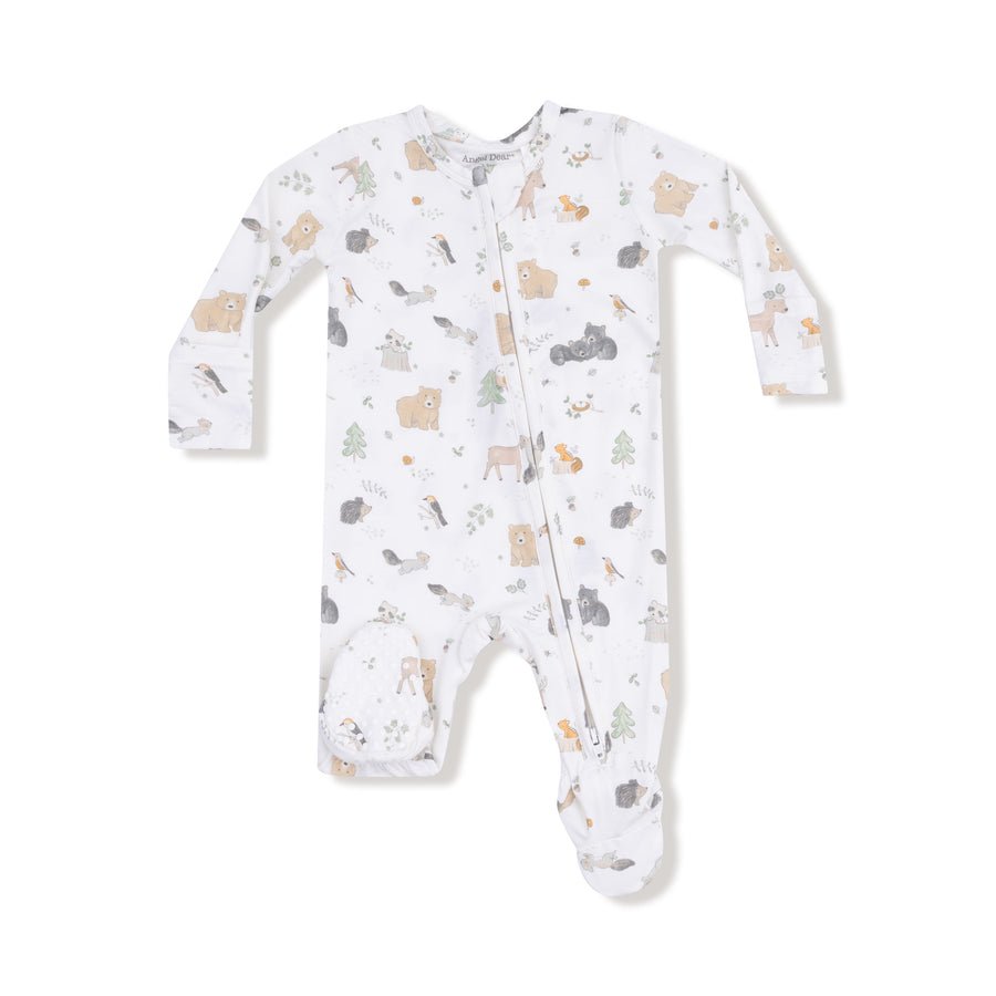 Bamboo Zipper Footie - Woodland Babies