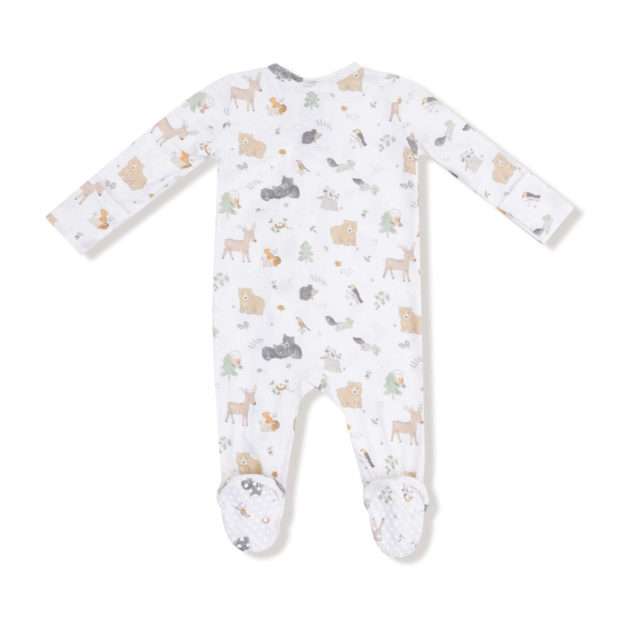 Bamboo Zipper Footie - Woodland Babies