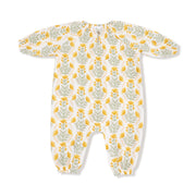 Peasant Romper with Elastic Neck and Button - Winter Dandelions