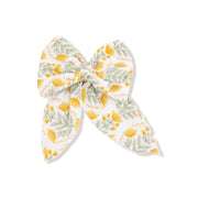 Clip-In Bow with Tails - Winter Dandelions